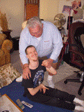 caregiver helping disabled up